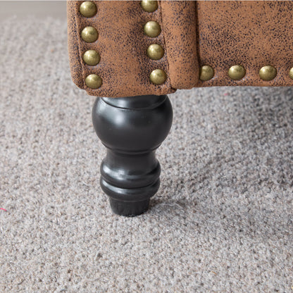 Rolled Arm Sofa With Nailhead Trim With Wooden Legs
