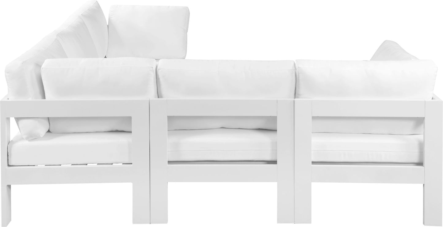 Nizuc - Outdoor Patio 5 Piece Modular Sectional With White Frame