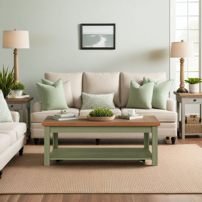 Coffee Table - Sage Green And Fruitwood