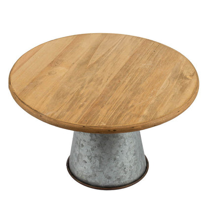 Galvanized Metal And Wood Cake Plates (Set of 2) - Brown