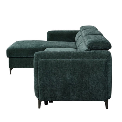 Zadok - Sectional Sofa With Sleeper & Storage - Green Chenille
