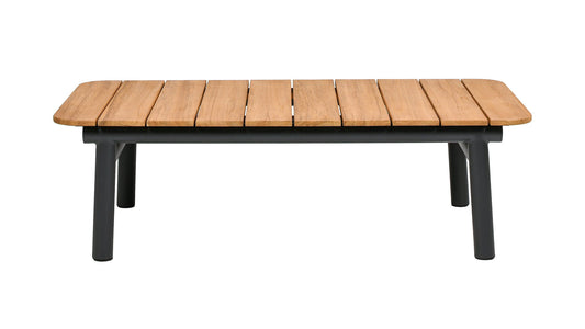 Zara - Dowel Frame Patio Coffee Table With Teak Top - Black / Natural / Teak