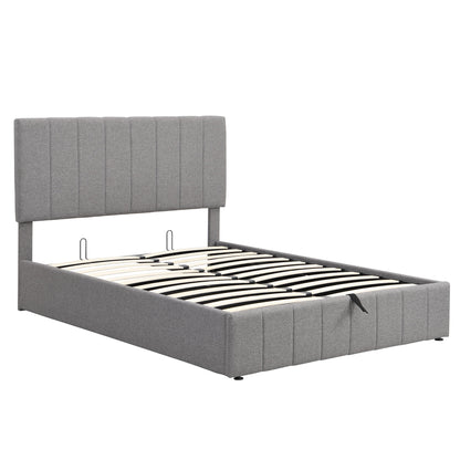 Elegant Upholstered Platform Bed With Hydraulic Storage System