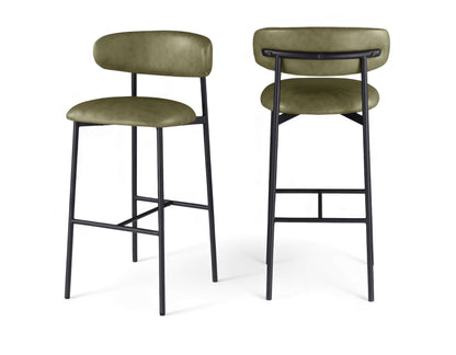 Lupita - Vegan Leather Upholstered Bar Stool With Matte Black Frame (Set of 2)