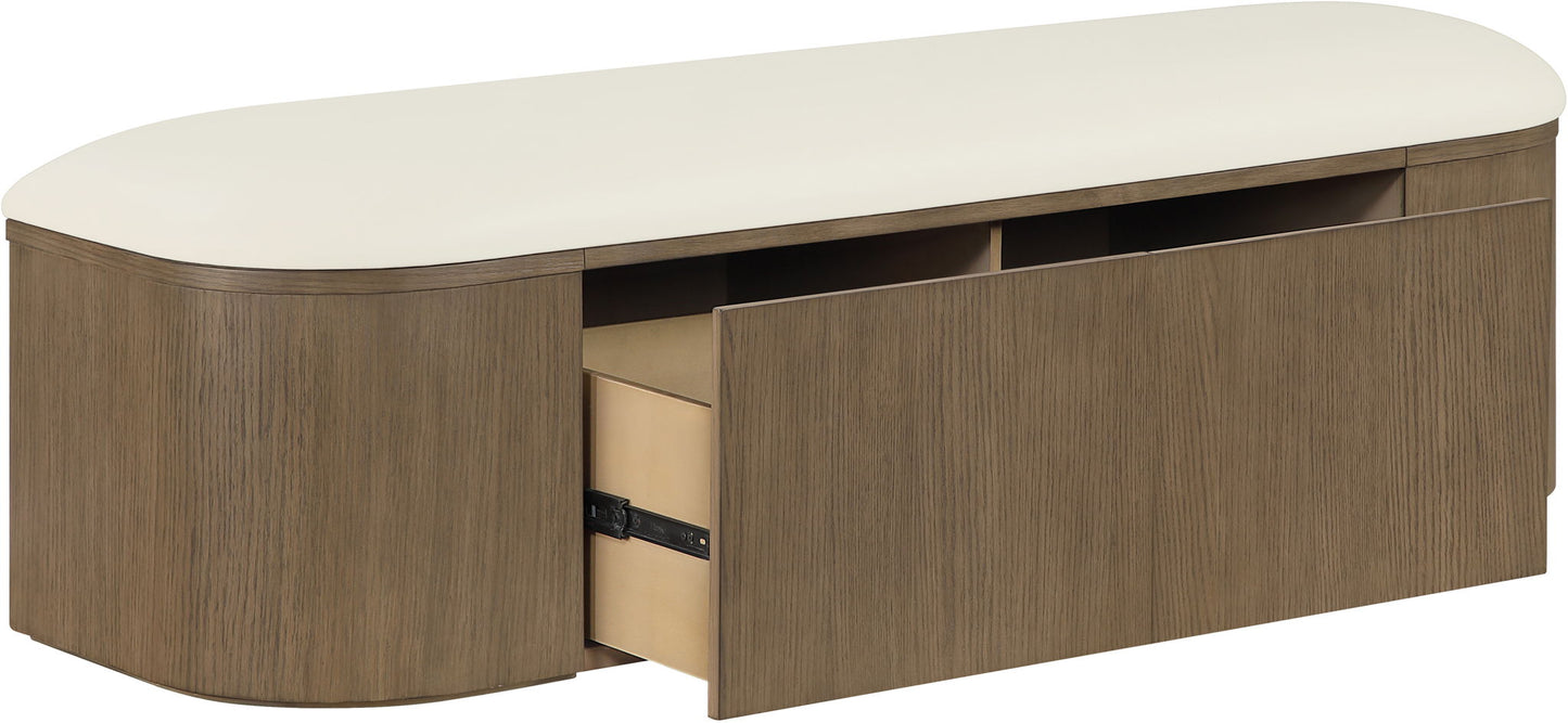 Velden - Upholstered Storage Bench With Stained Brown Base