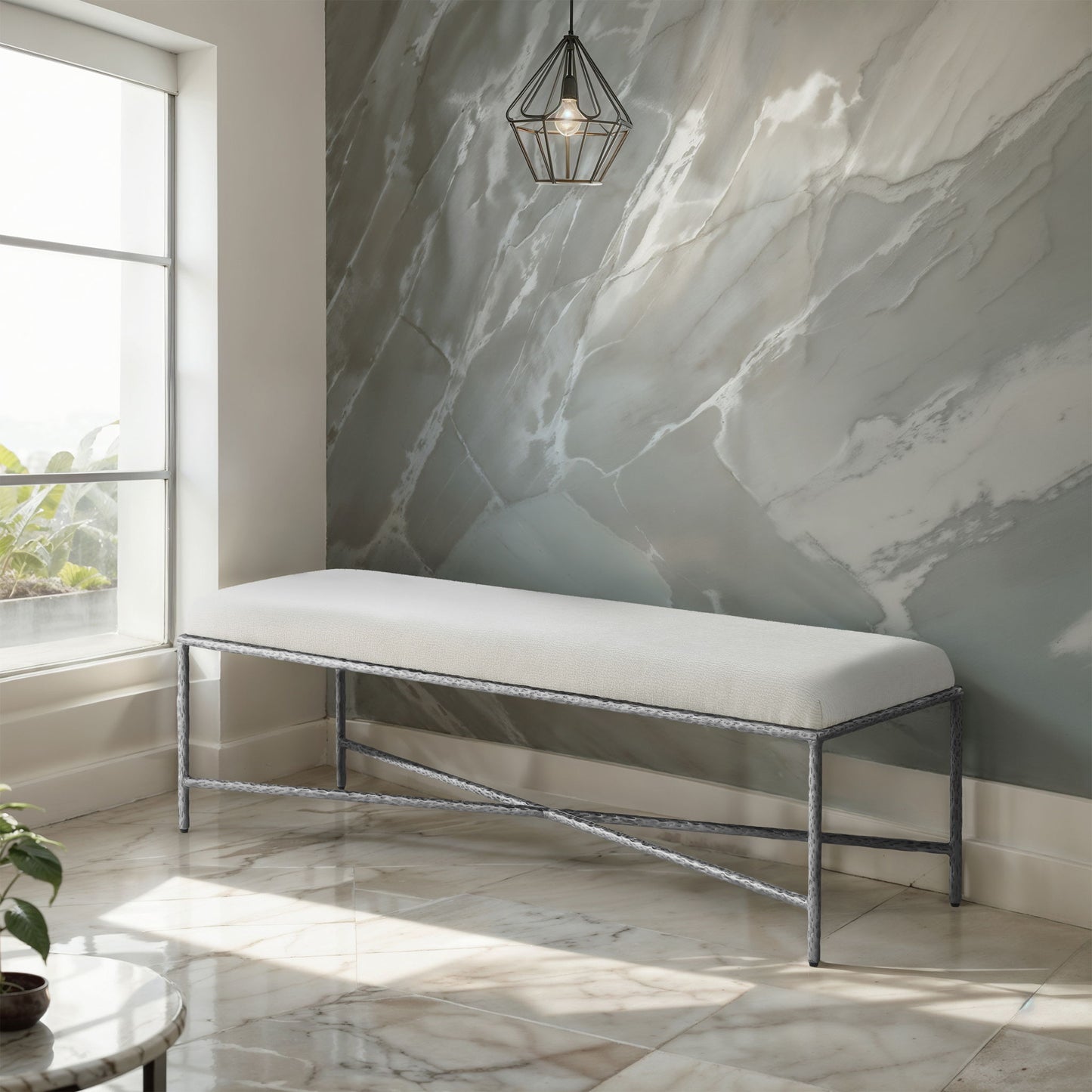 Valley - Bench With Silver Frame