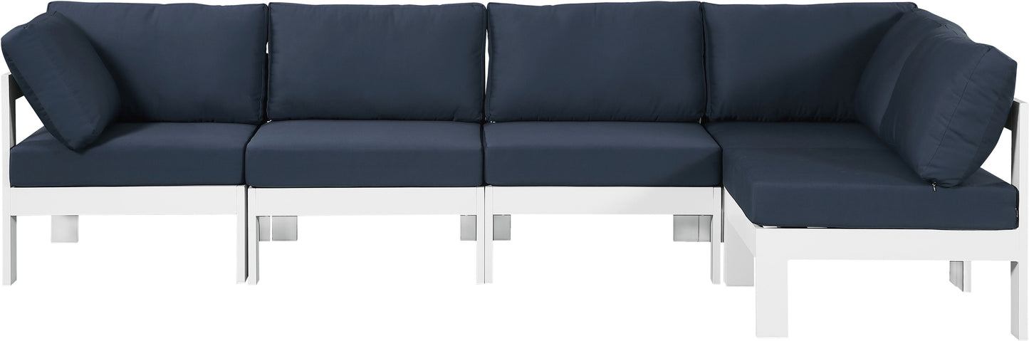 Nizuc - Outdoor Patio 5 Piece Modular Sectional With White Frame