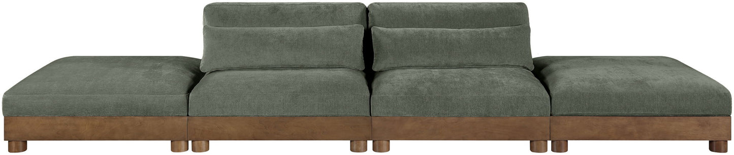 Turin - Chenille Fabric Upholstered Modular Sectional - Green