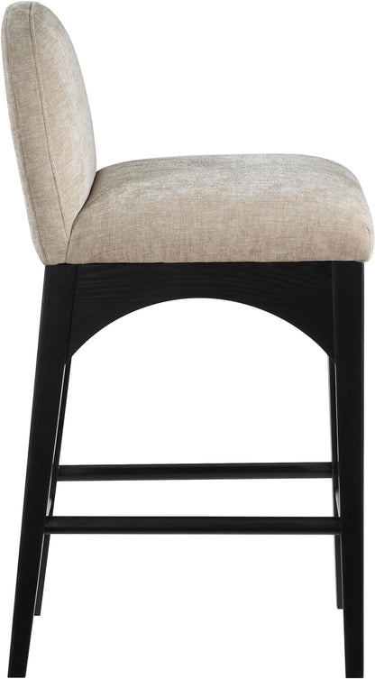Waldorf - Chenille Stool With Black Legs
