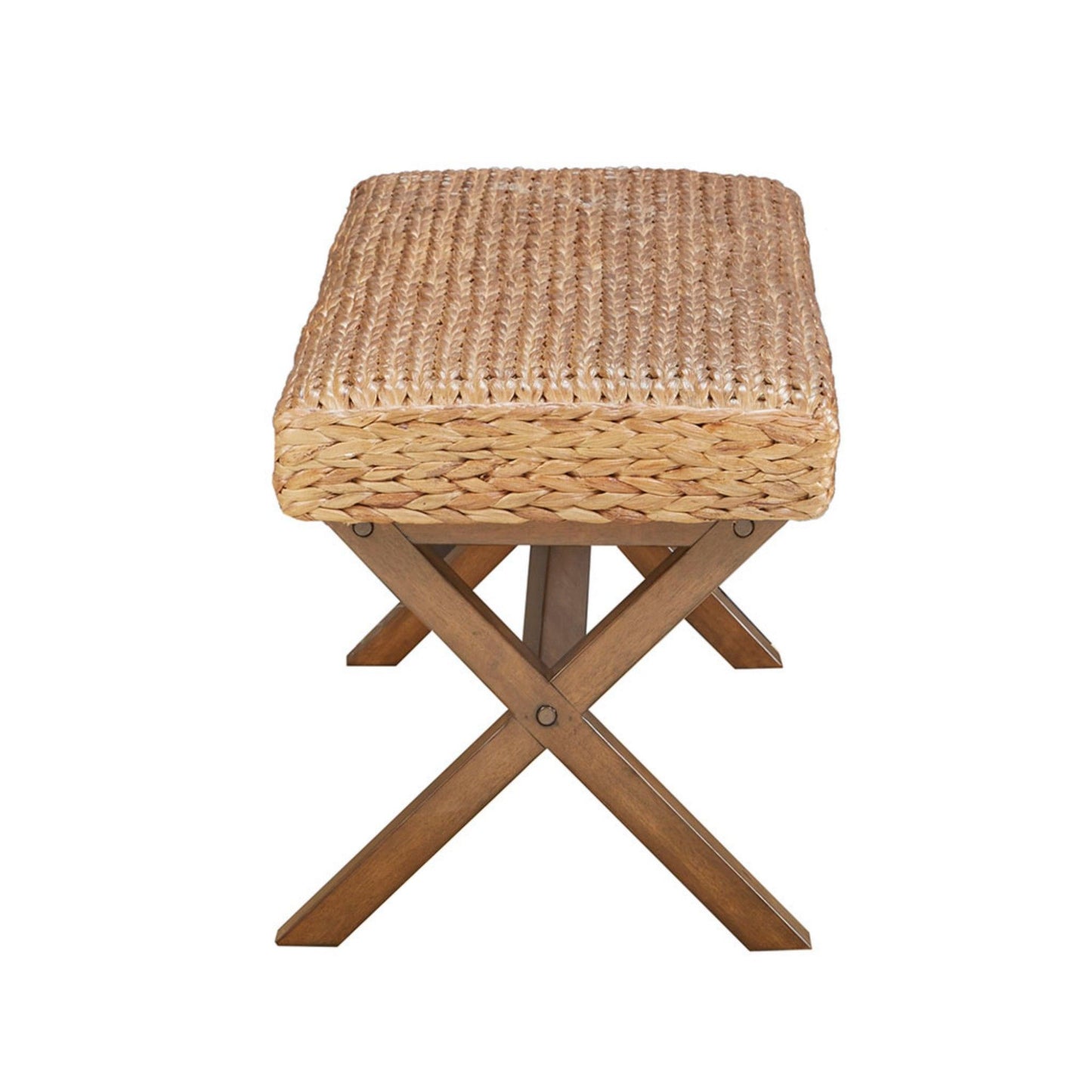 The Bench With Water Hyacinth Seat And Mahogany Base - Brown