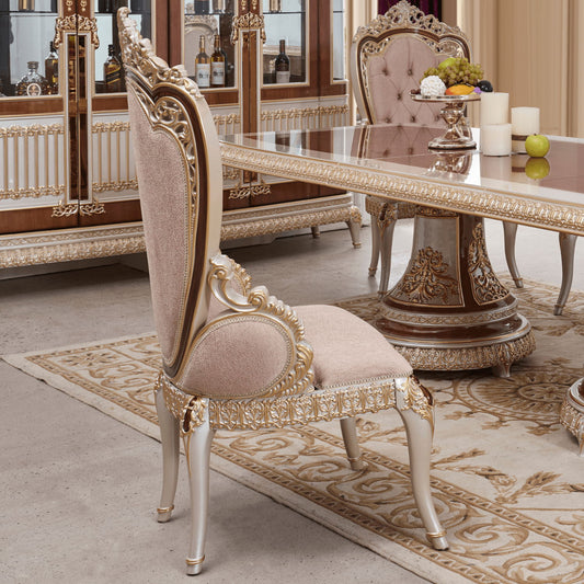 HD-9021 - Dining Chair - Gold / Cherry / Pearl