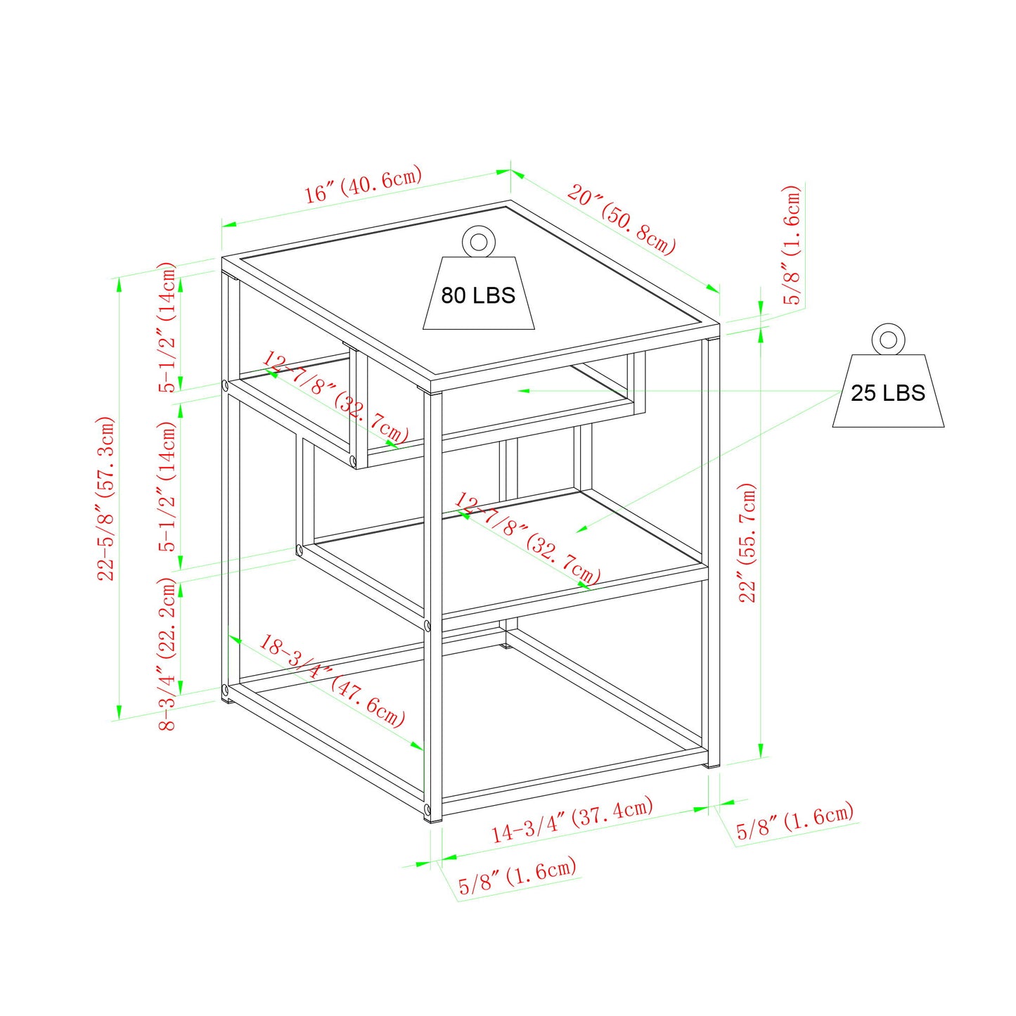 Modern Minimal Floating Shelf Side Table - Light Brown