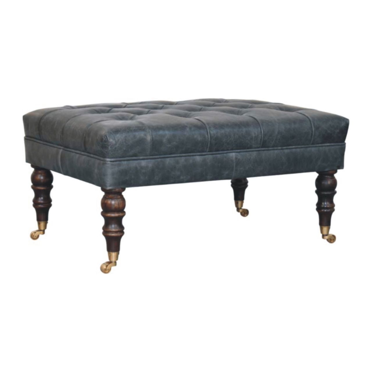 Buffalo - Leather Ottoman With Castor Legs