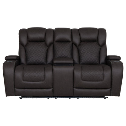 Wendell - Power Motion Loveseat With Console, Wireless Charger, Storage, USB & LED - Dark Gray