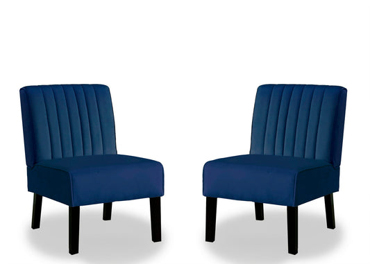 Reese - Mid-Century Modern Accent Chairs With Minimalist Design, Elegant Upholstery And Legs (Set of 2) - Dark Blue