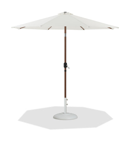 Fiji - Aluminum Patio Umbrella With Round White And Teak Base