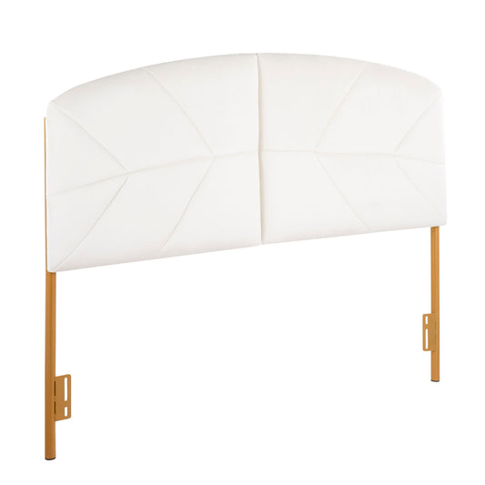 Lindsey - Queen Headboard Contemporary Glam - Gold / White