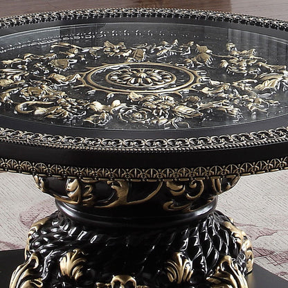 HD-328B - End Table - Black Enamel With Gold Highlights