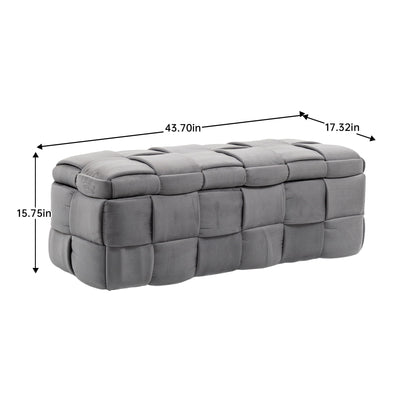 Upholstered Storage Ottoman With Safety Hinge