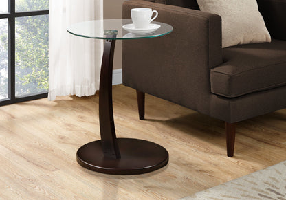 C-Shaped Accent Table Tempered Glass For Living Room - Espresso