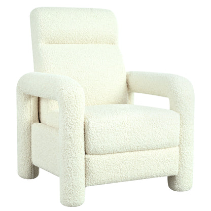 Push Back Recliner Armchair Upholstered Single Sofa With Adjustable Backrest For Living Room - Beige