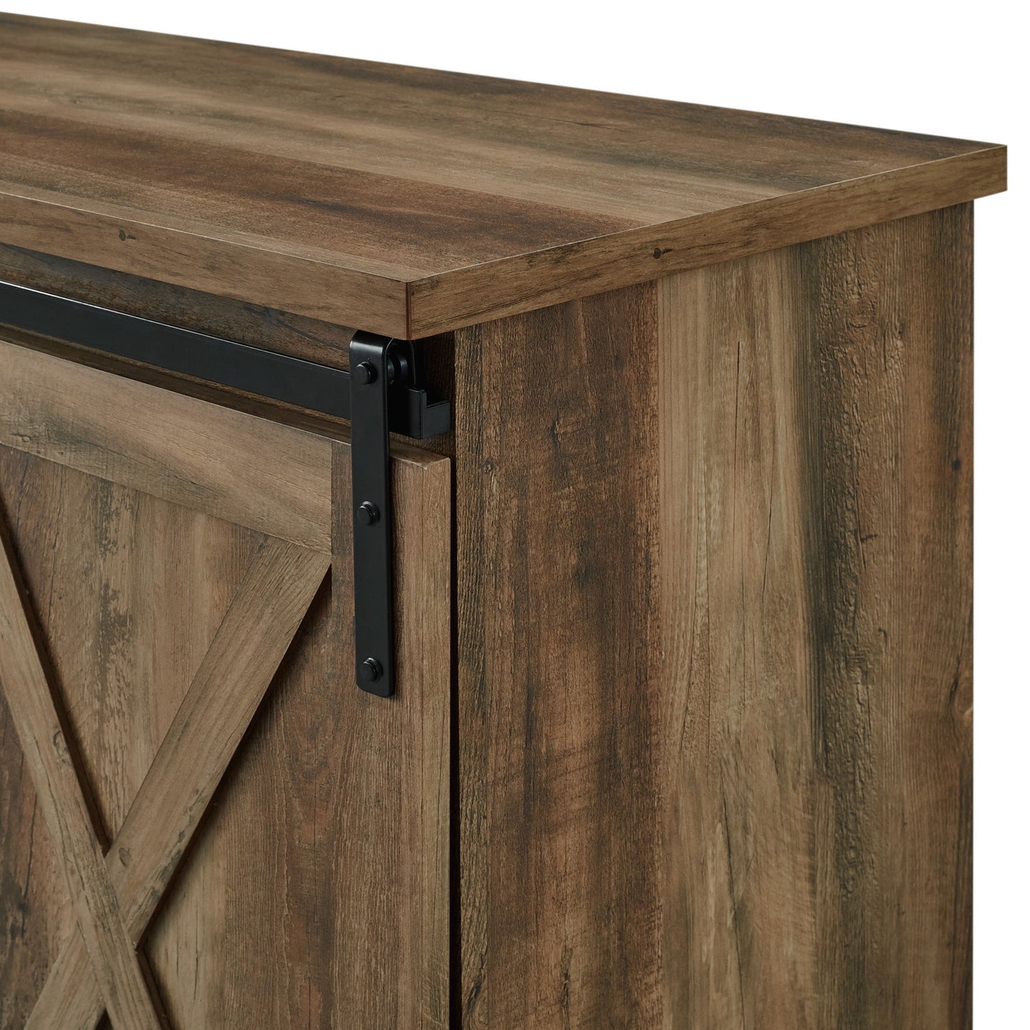 Farmhouse Sliding X Barn Door 58" TV Stand For 65" TVs - Rustic Oak