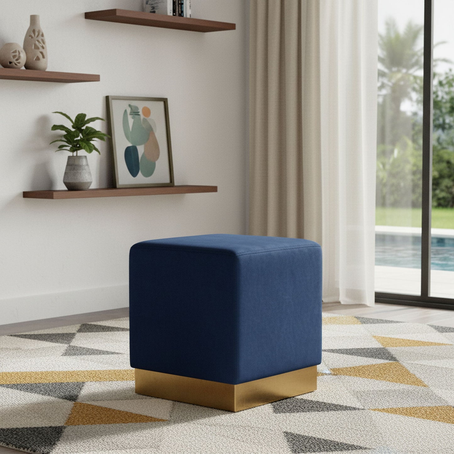 Jax - Stool Ottoman with Gold Base