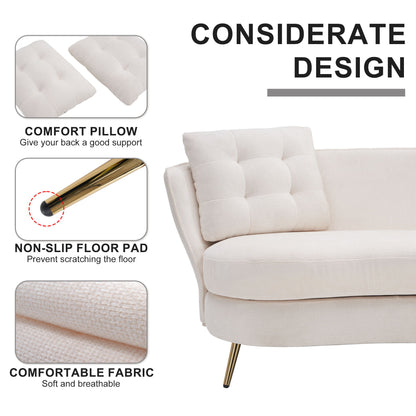 Loveseat Sofa, Upholstered Couch With Metal Legs