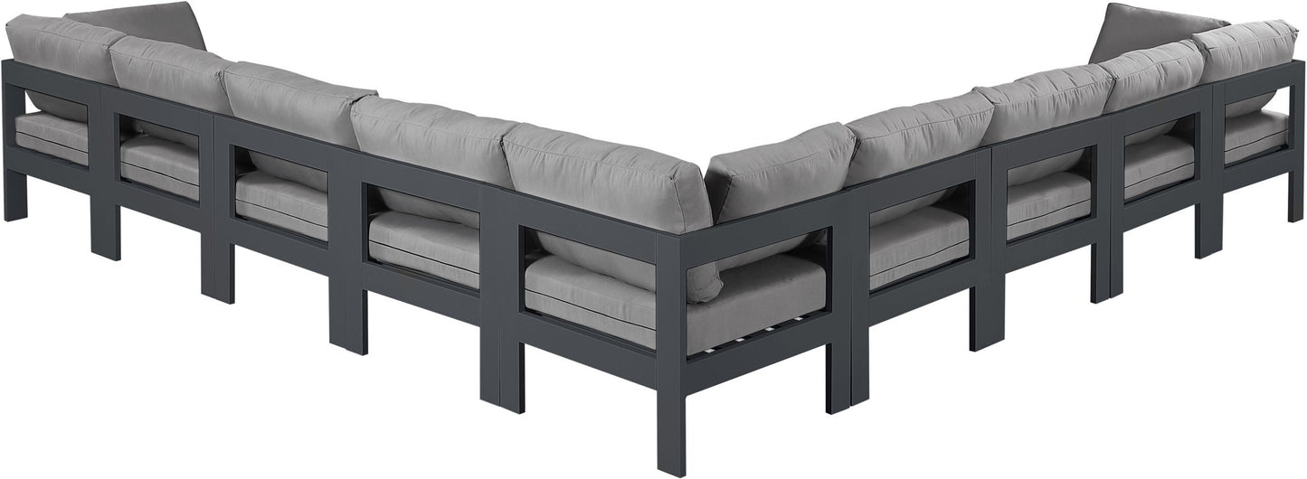 Nizuc - Outdoor Patio 9 Piece Modular Sectional With Gray Frame