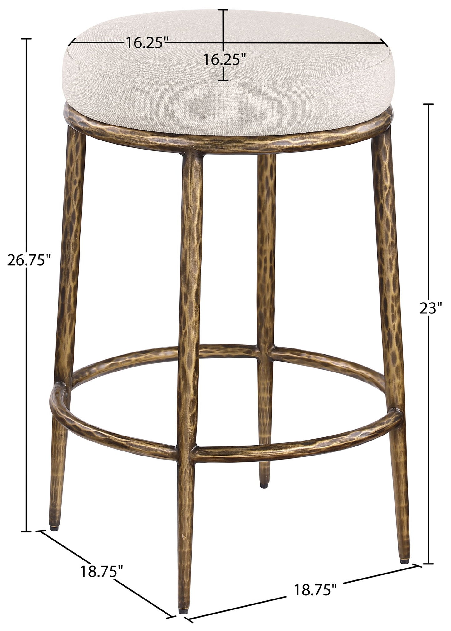 Ferro - Upholstered Backless Counter Stool With Brushed Gold Base