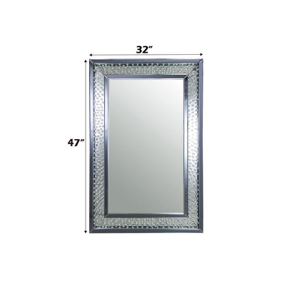 Nysa - 47" Rectangular Accent Mirror - Mirrored & Faux Crystals