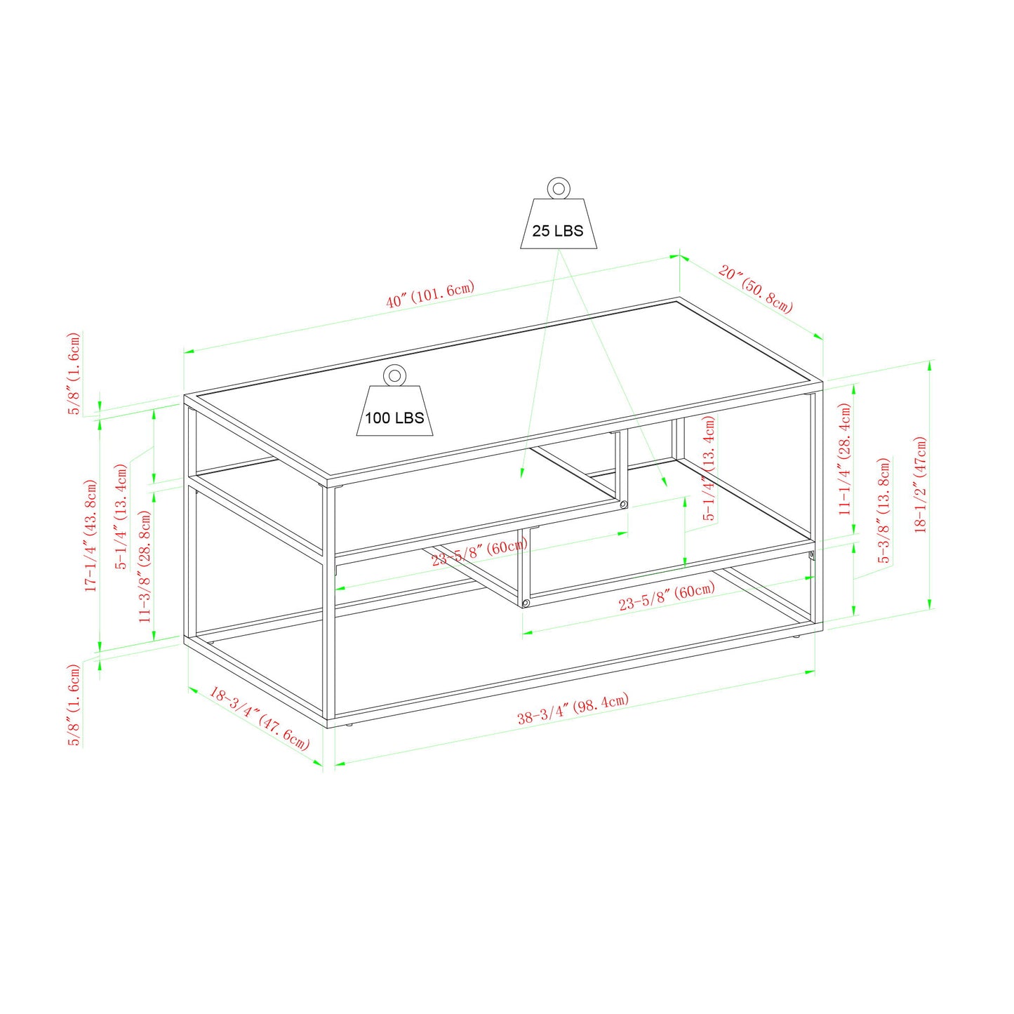 2 Tone Metal Coffee Table - Dark Walnut
