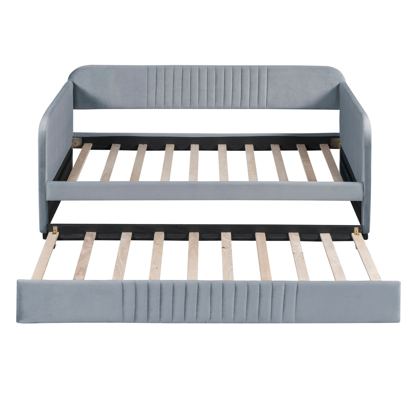 Upholstered Daybed Sofa Bed Twin Size With Trundle Bed And Slat - Gray