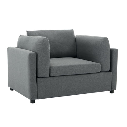 Wide Modern Oversized Armchair With Ottoman Stool, Single Sofa With Lumbar Support, Accent Chair