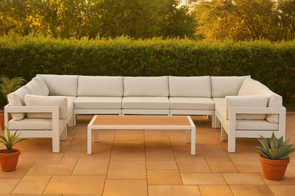 Nizuc - Outdoor Patio 9 Piece Modular Sectional With White Frame