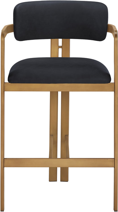 Aurum - Vegan Leather Upholstered Counter Stool With Brushed Brass Base