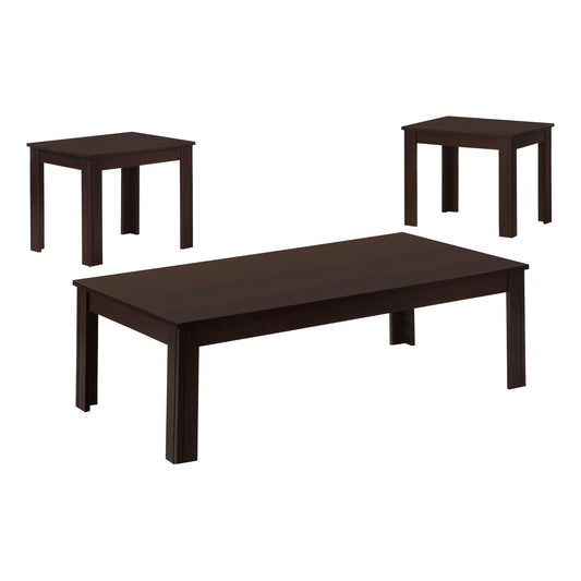 Table Set Coffee And Side Accent For Living Room 3 Pieces Set - Espresso