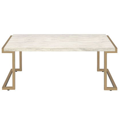 Boice II - Coffee Table - Faux Marble Top & Champagne