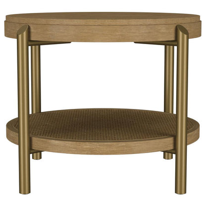 Arini - Round End Side Table With Storage Shelf