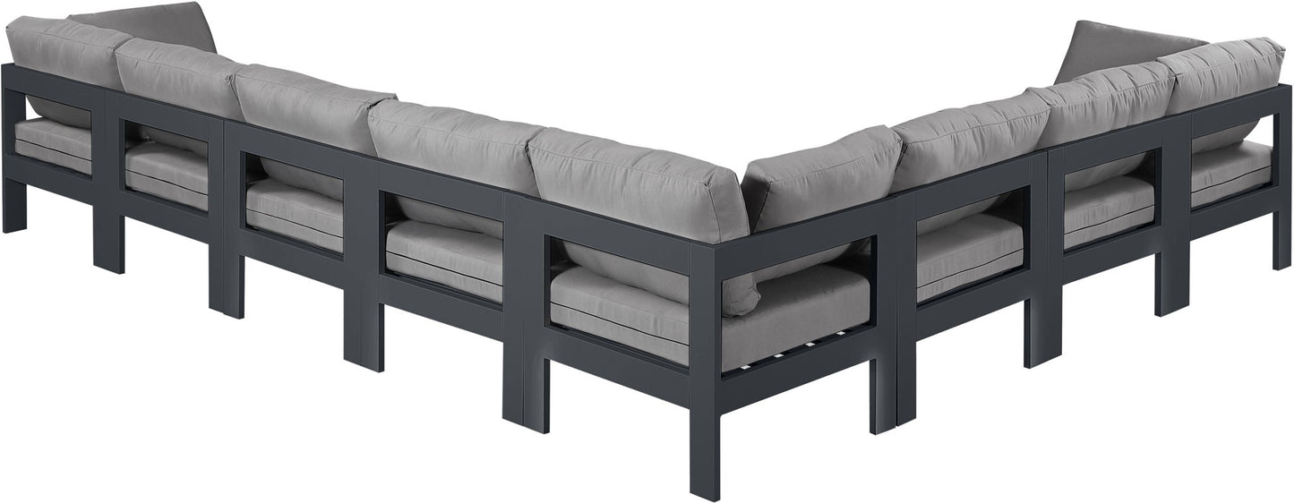 Nizuc - Outdoor Patio 8 Piece Modular Sectional With Gray Frame