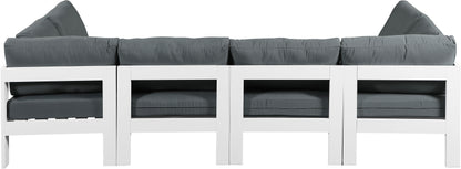 Nizuc - Outdoor Patio 6 Piece Modular Sectional With White Frame