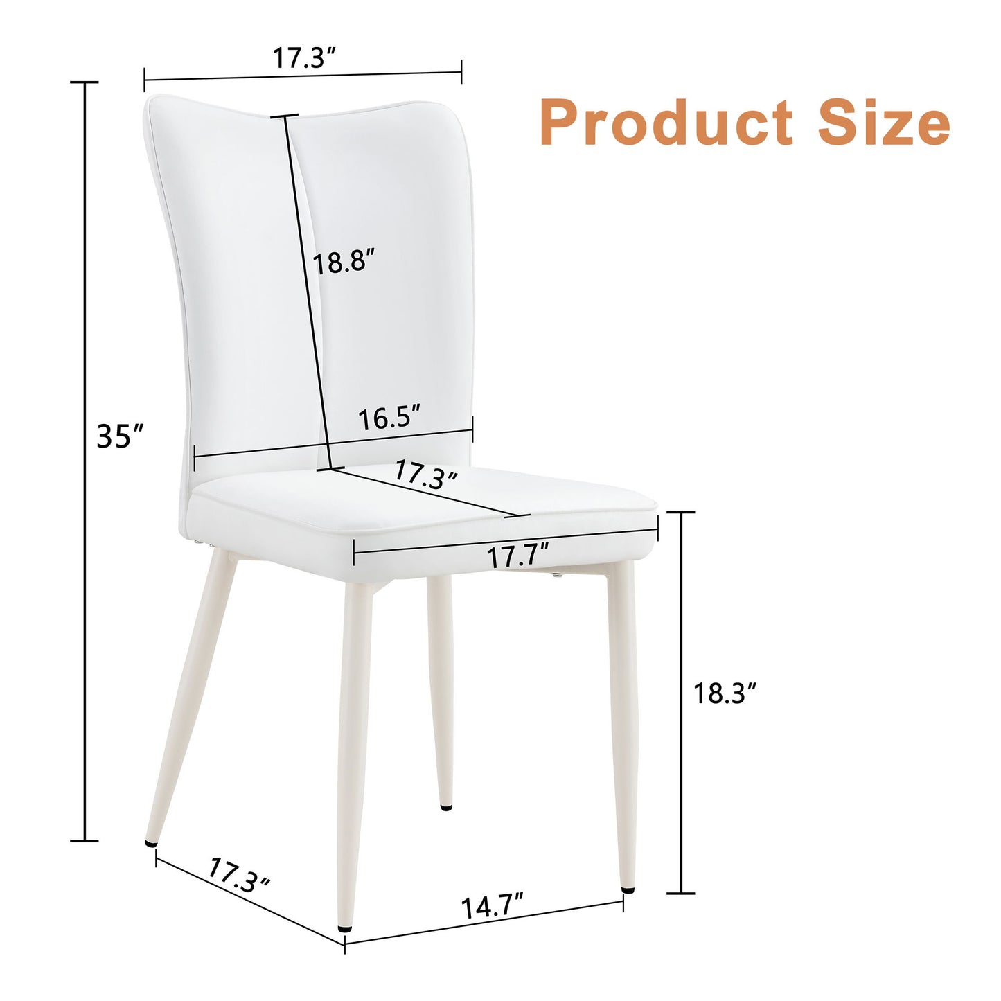 Style Minimalist Dining Chairs With 4 White Sponge Seats And Metal Legs, With 1 Chair Serving Multiple Purposes - Milky White