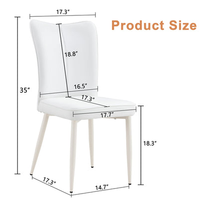 Style Minimalist Dining Chairs With 4 White Sponge Seats And Metal Legs, With 1 Chair Serving Multiple Purposes - Milky White