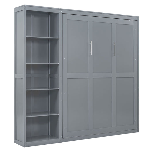 Queen Size Murphy Wall Bed & Shelves - Gray