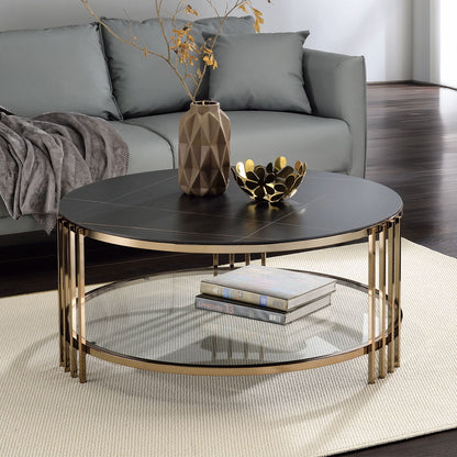Zaidee - Coffee Table - Sintered Stone & Champagne
