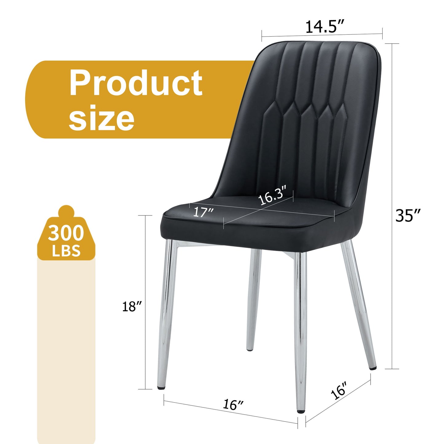 Modern 2 Dining Chairs Wit Metal Legs For Kitchen
