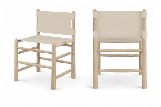 Santos - Vegan Leather Upholstered Dining Chair With Stained Natural Base (Set of 2)