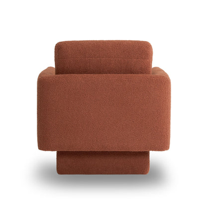 360° Modern Swivel Accent Chair Round Armchair, Thick Padded Single Lounge Sofa Upholstered Comfy - Brick Red