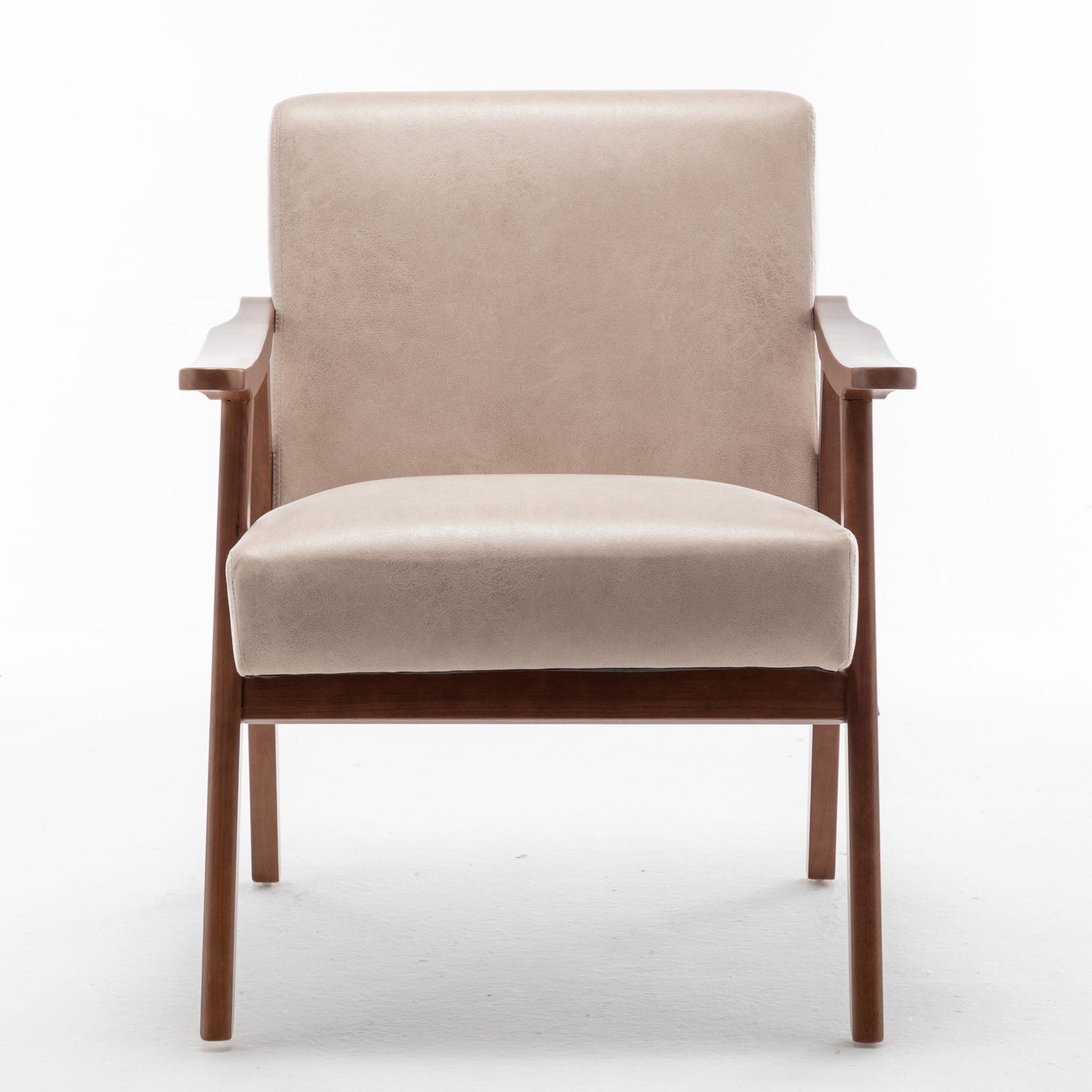 Accent Chair, Classic Mid Century Modern For Extra Seating - Light Camel