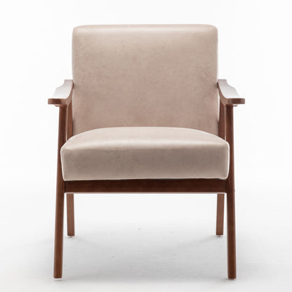 Accent Chair, Classic Mid Century Modern For Extra Seating - Light Camel